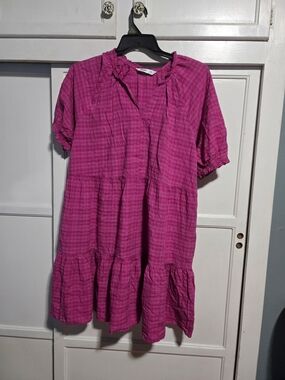 NWT Sonoma Fuchsia Tiered Peasant Dress Size XXL